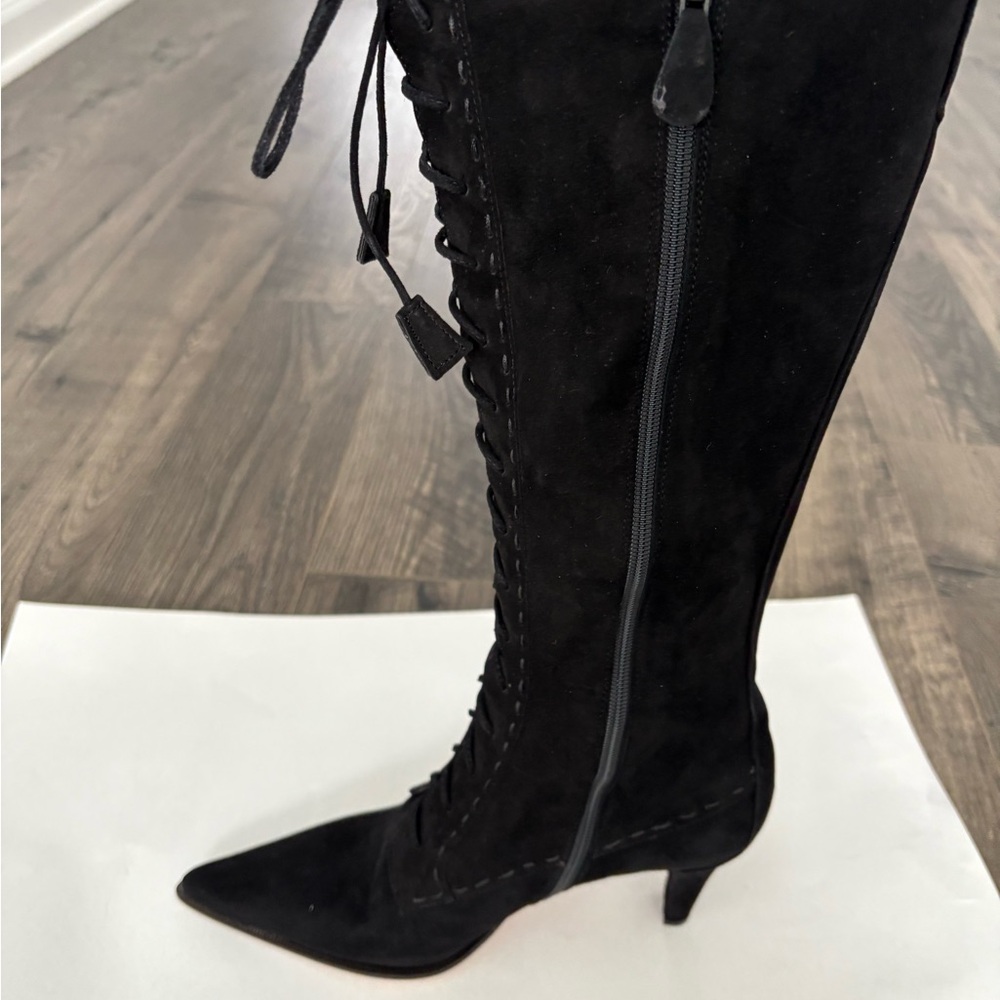 Ann Taylor Black Leather Boots, Size 6.5 New in Box